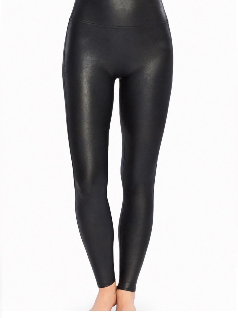 Spanx Black Faux Leather Fleece Lined Leggings